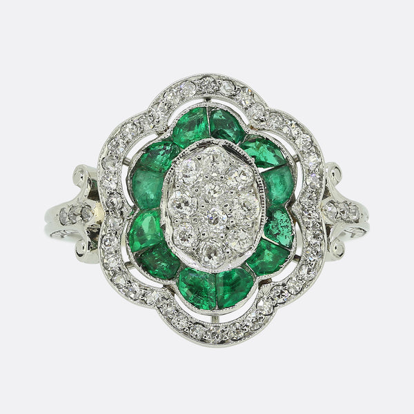 Art Deco Emerald and Diamond Tablet Ring