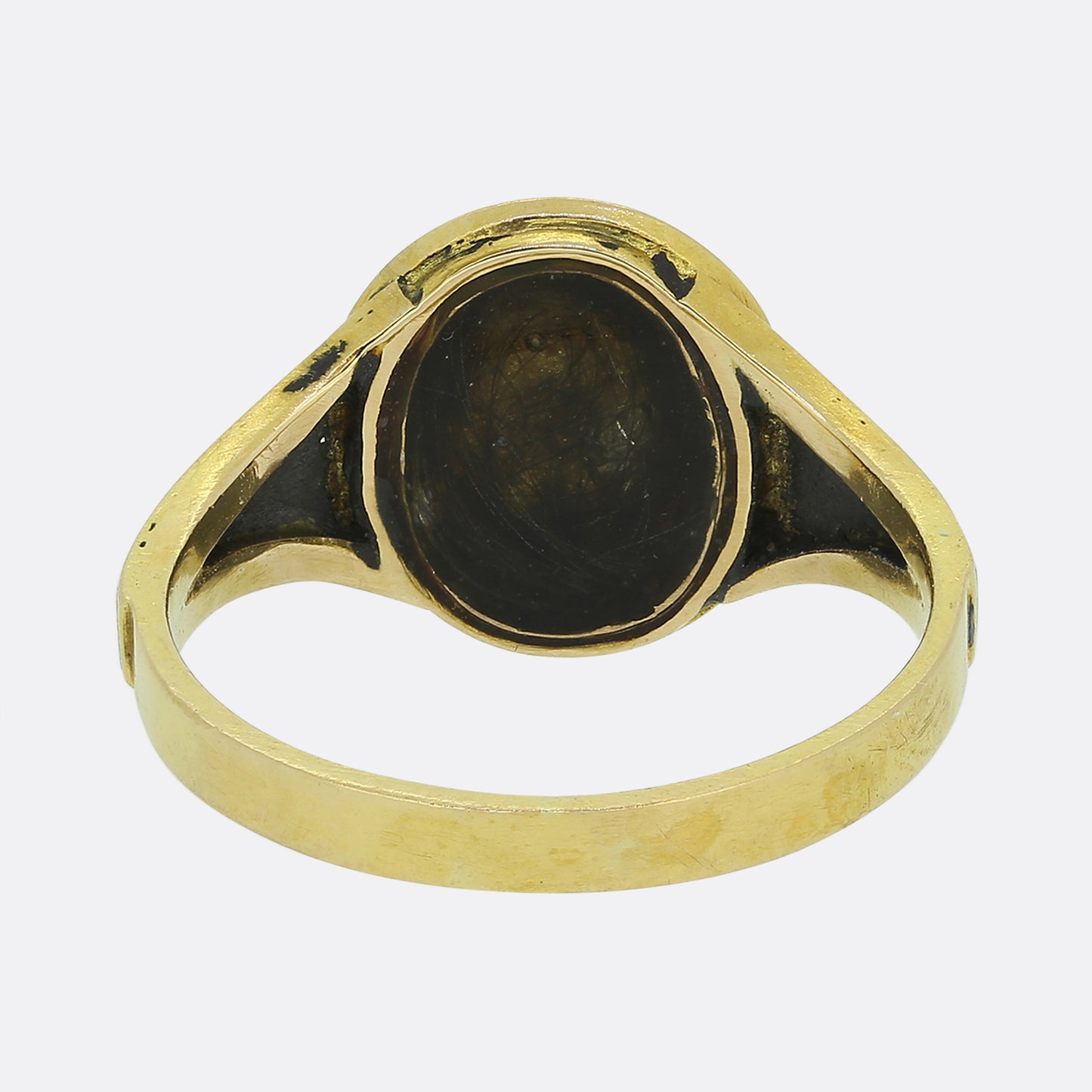 Victorian Rose Cut Diamond and Enamel Anchor Signet Ring