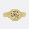 Vintage 1.16 Old Cushion Cut Diamond Hammered Ring