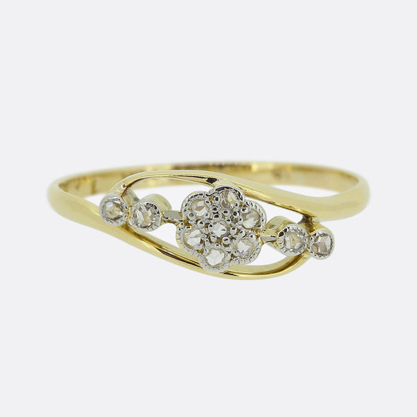 Vintage Rose Cut Diamond Flower Ring