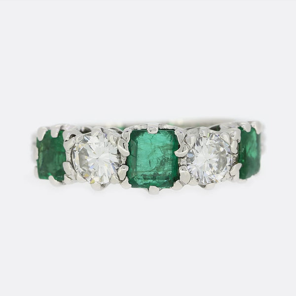Emerald and Diamond Five Stone Ring