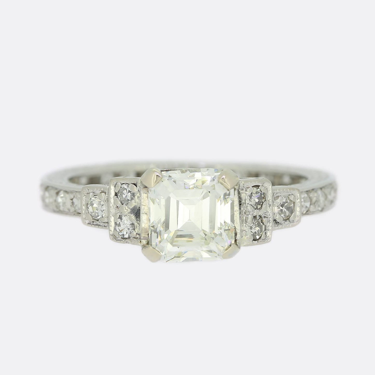 0.73 Carat Asscher Cut Diamond Engagement Ring