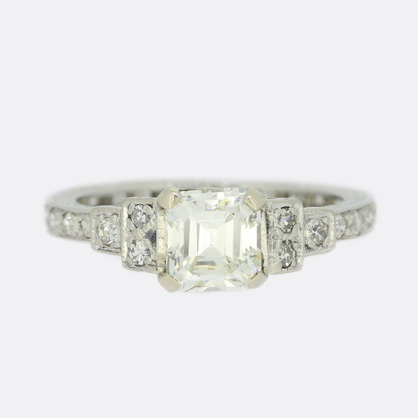 0.73 Carat Asscher Cut Diamond Engagement Ring