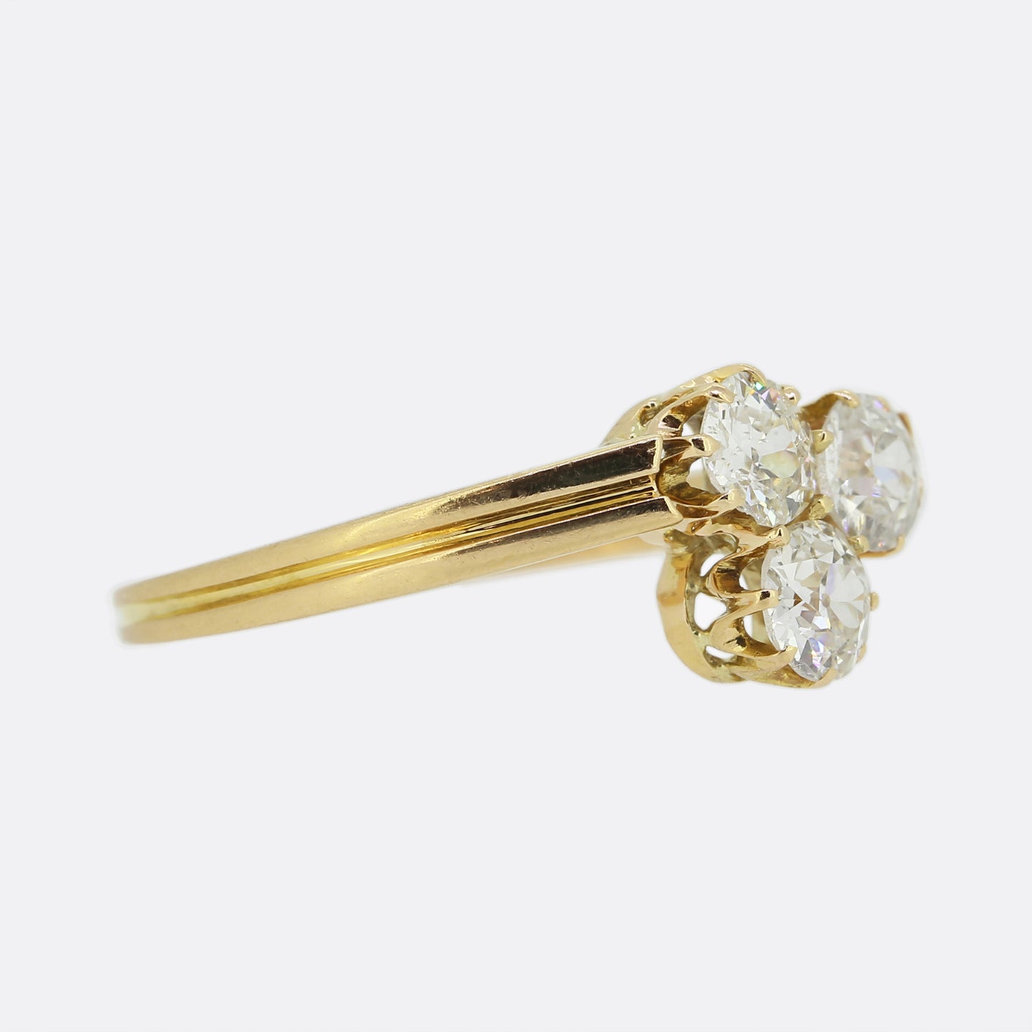 Antique Old Cut Diamond Trefoil Ring