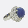 Art Deco Cabochon Sapphire and Diamond Ring