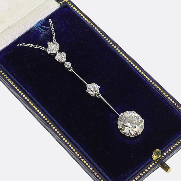 Antique 3.65 Carat Old Cut Diamond Necklace