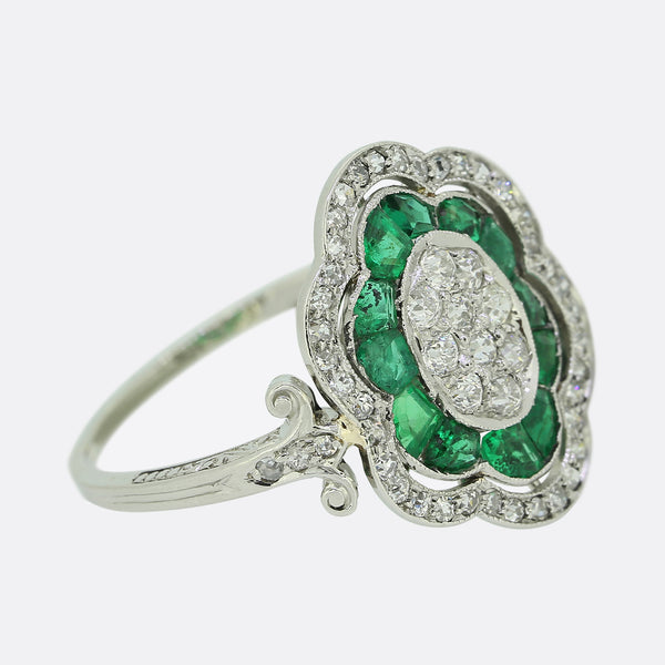 Art Deco Emerald and Diamond Tablet Ring