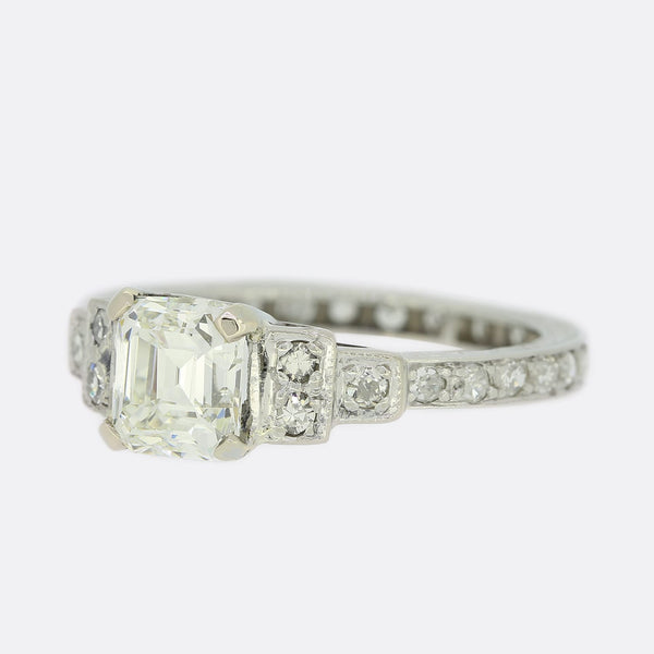 0.73 Carat Asscher Cut Diamond Engagement Ring