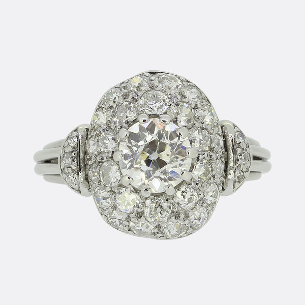 Antique French 1.20 Carat Diamond Cluster Ring