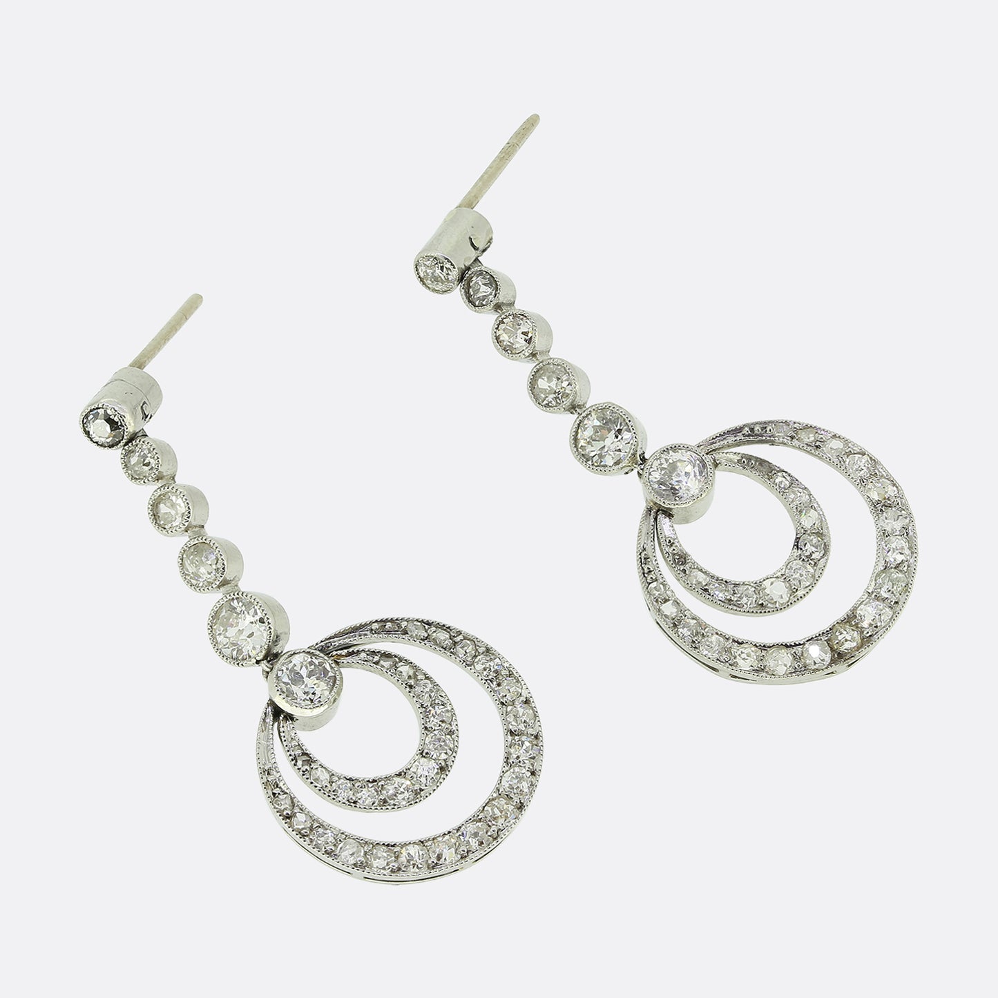 Antique Old Cut Diamond Drop Earrings