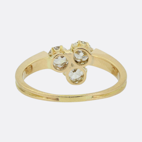 Antique Old Cut Diamond Trefoil Ring