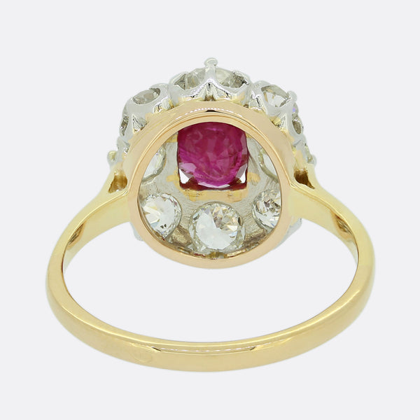 Antique Ruby and Diamond Cluster Ring