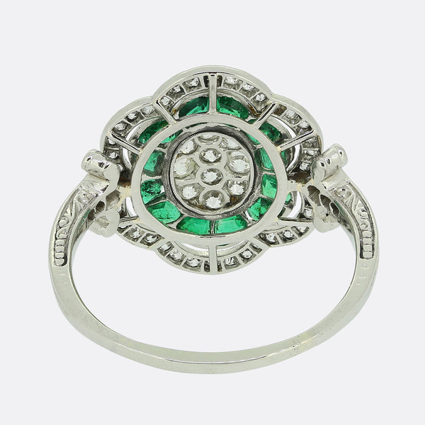 Art Deco Emerald and Diamond Tablet Ring