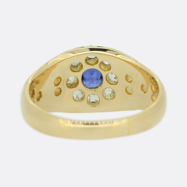 Edwardian Sapphire and Diamond Cluster Ring