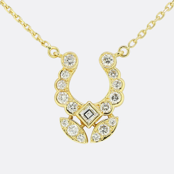 Cartier Vintage Horseshoe Diamond Pendant Necklace