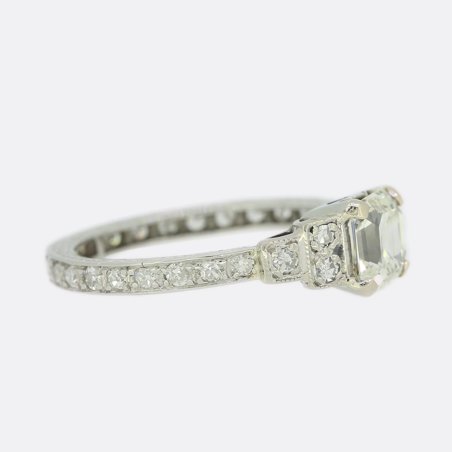 0.73 Carat Asscher Cut Diamond Engagement Ring