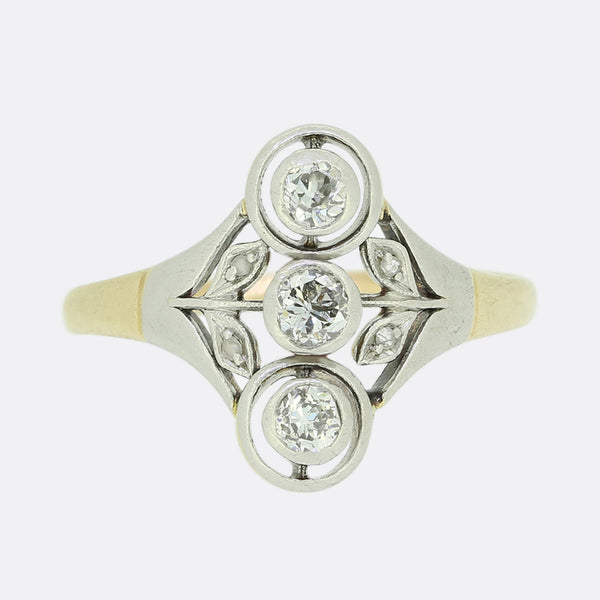 Edwardian Three-Stone Diamond Ring