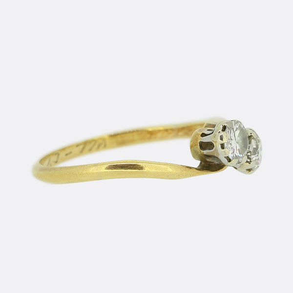 Vintage Two-Stone Diamond Crossover Ring