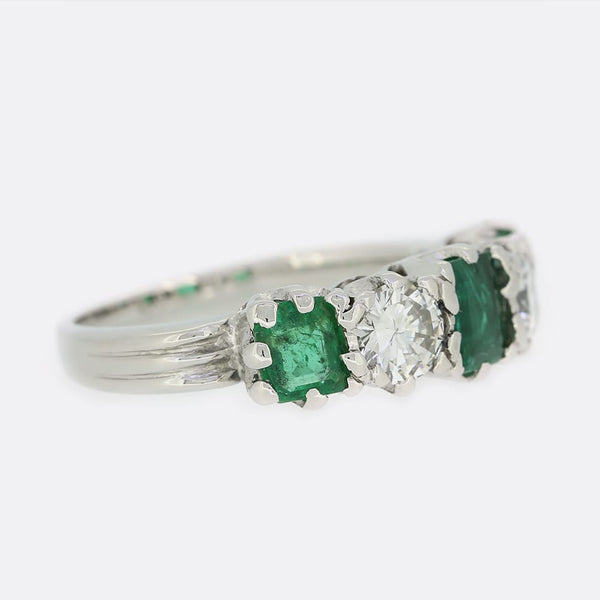 Emerald and Diamond Five Stone Ring