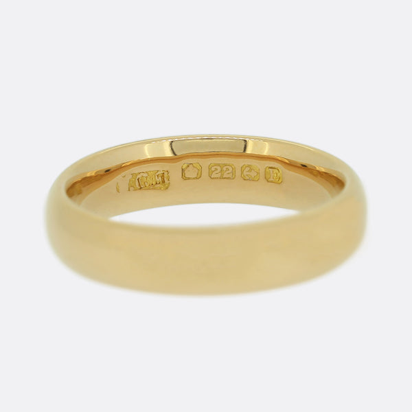 Art Deco 22ct Rose Gold Wedding Band Ring 4.5mm Size K 1/2
