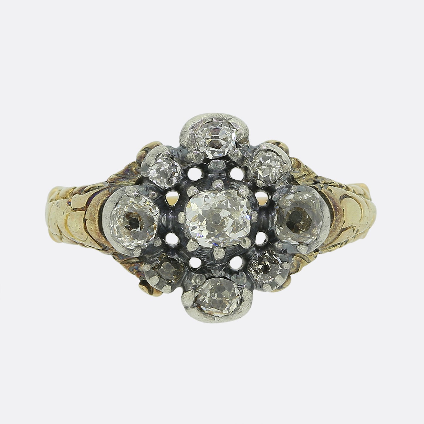 Georgian Old Cut Diamond Cluster Ring