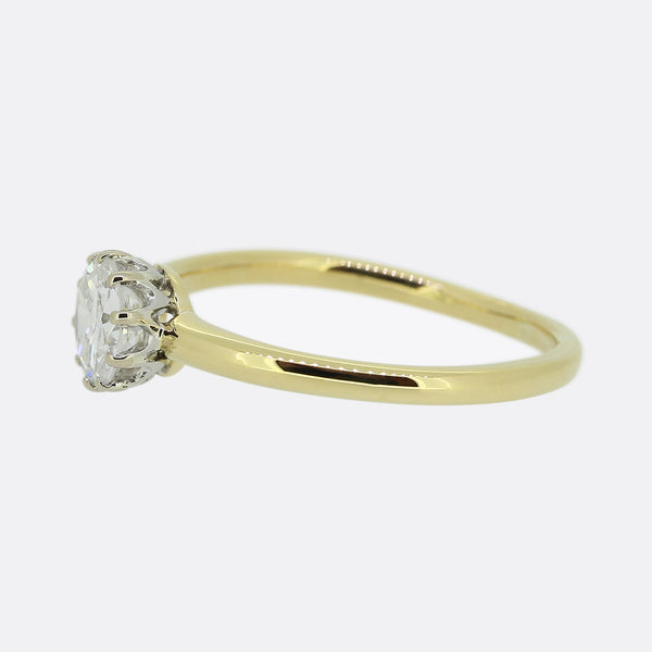 0.92 Carat Transitional Cut Diamond Solitaire Ring