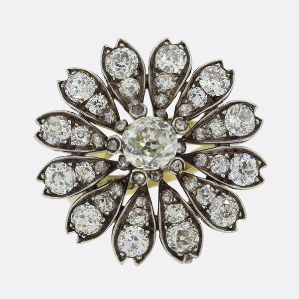 Victorian 4.0 Carat Diamond Flower Cluster Ring