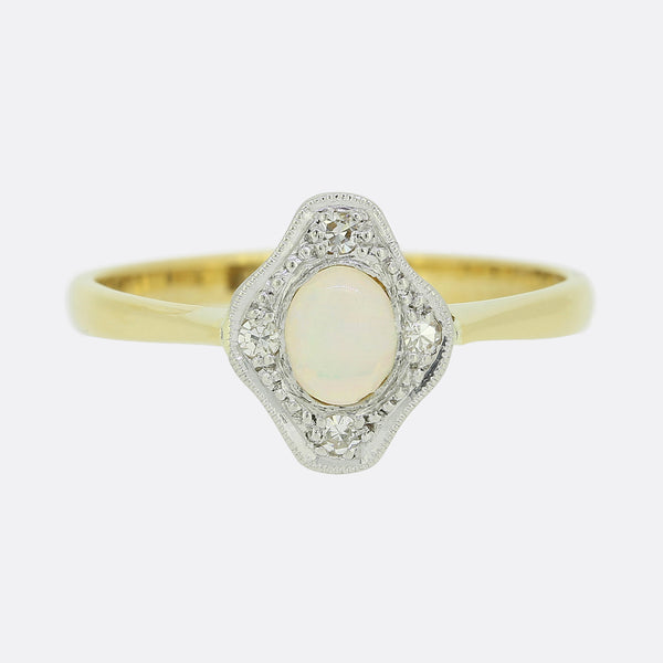 Vintage Opal and Diamond Ring