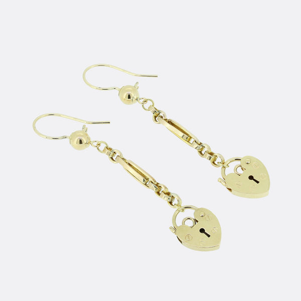 Vintage Padlock Drop Earrings