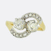 Two Stone Old Cut Diamond Crossover Ring