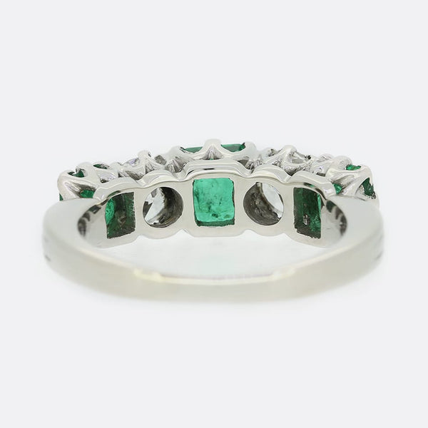 Emerald and Diamond Five Stone Ring