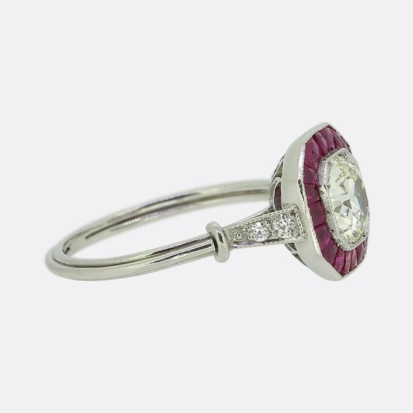 Vintage Diamond and Ruby Target Ring
