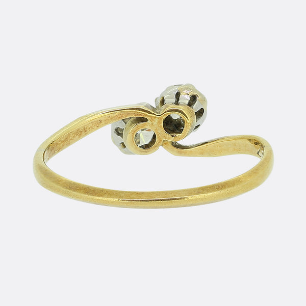 Vintage Two-Stone Diamond Crossover Ring