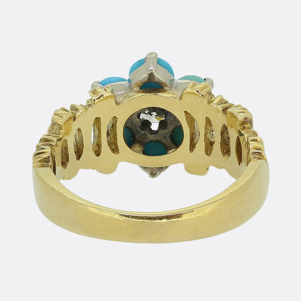 Vintage Turquoise and Diamond Cluster Ring