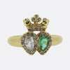 Victorian Emerald and Diamond Double Heart Ring
