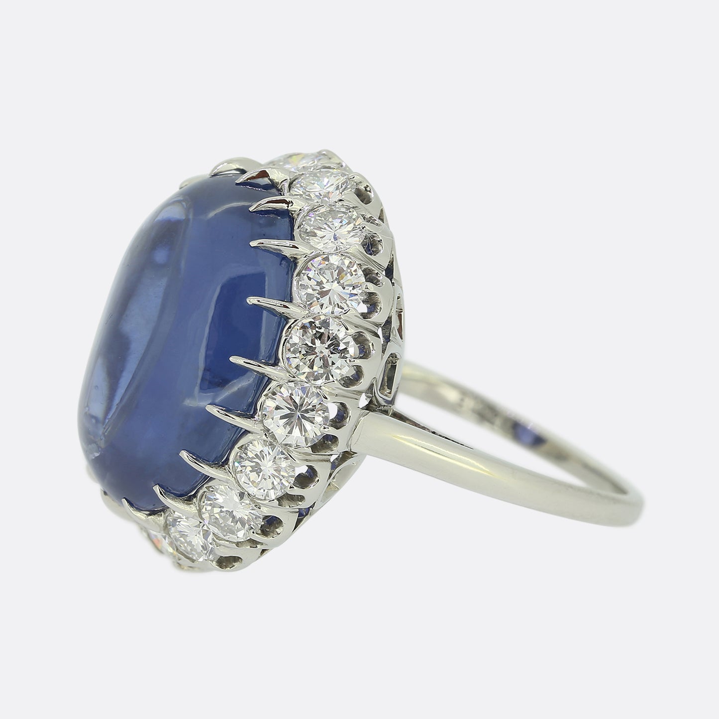 Vintage Natural Ceylon Sapphire and Diamond Cocktail Ring