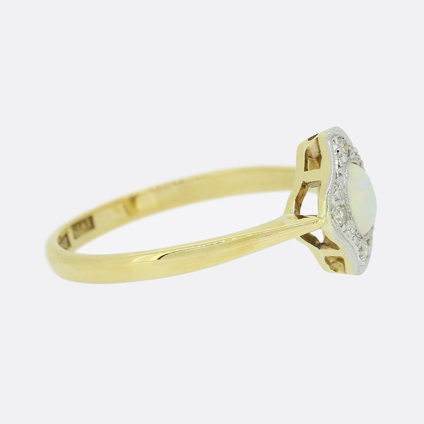 Vintage Opal and Diamond Ring