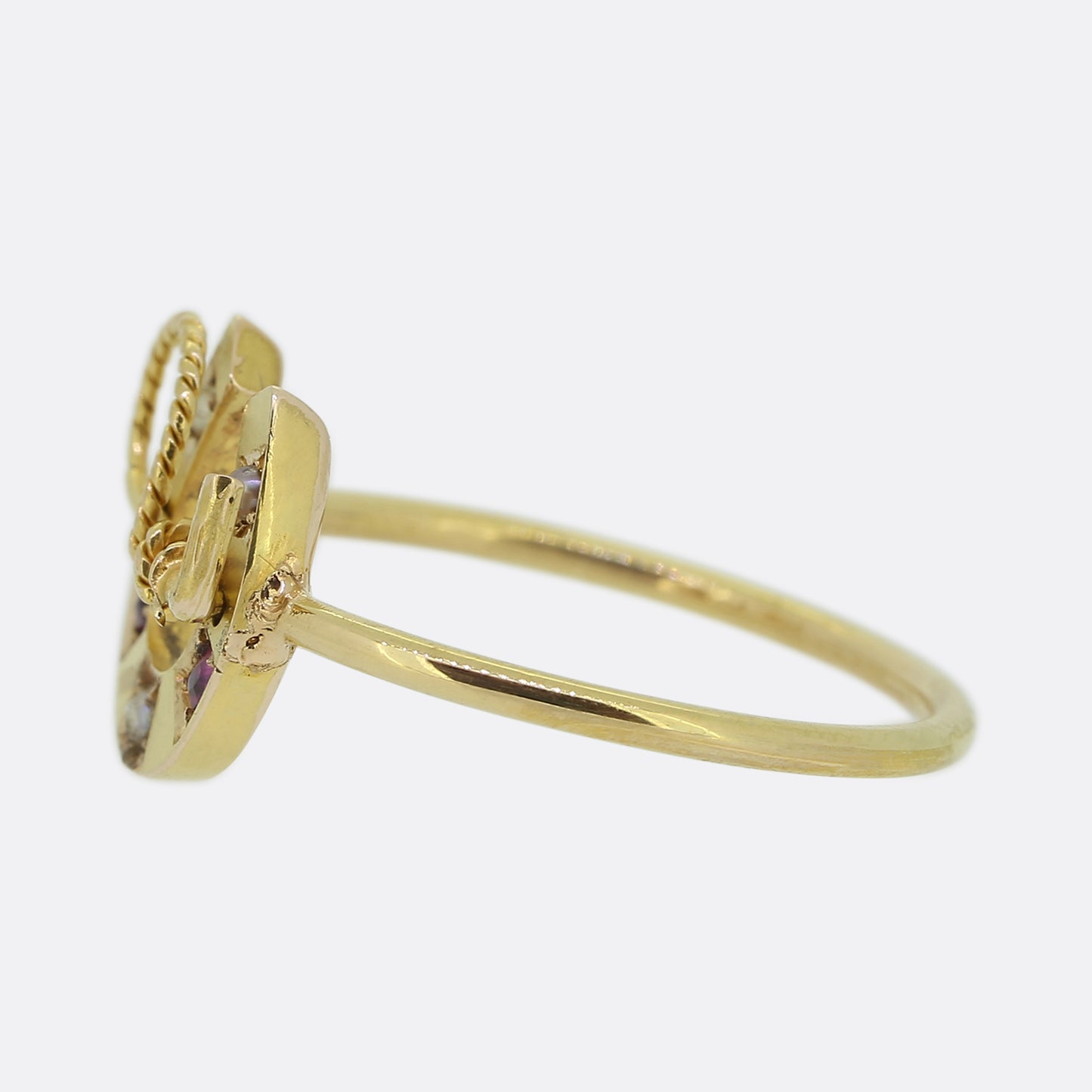 Victorian Gem Set Horseshoe and Riding Crop Ring
