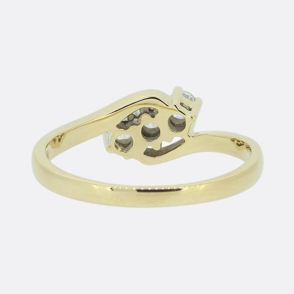 Vintage Three Stone 0.22 Carat Diamond Twist Ring
