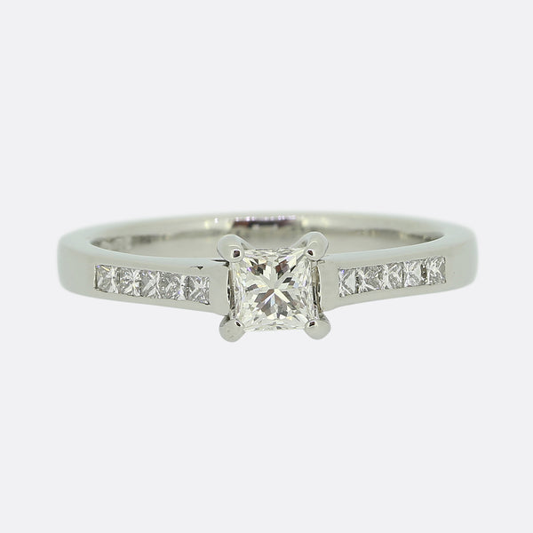 0.35 Carat Princess Cut Diamond Solitaire Engagement Ring