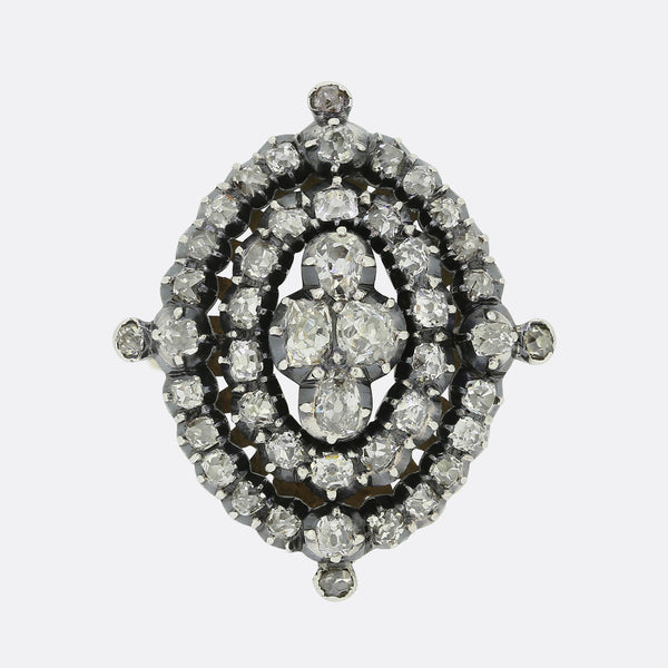Victorian 2.30 Carat Old Cut Diamond Cluster Ring