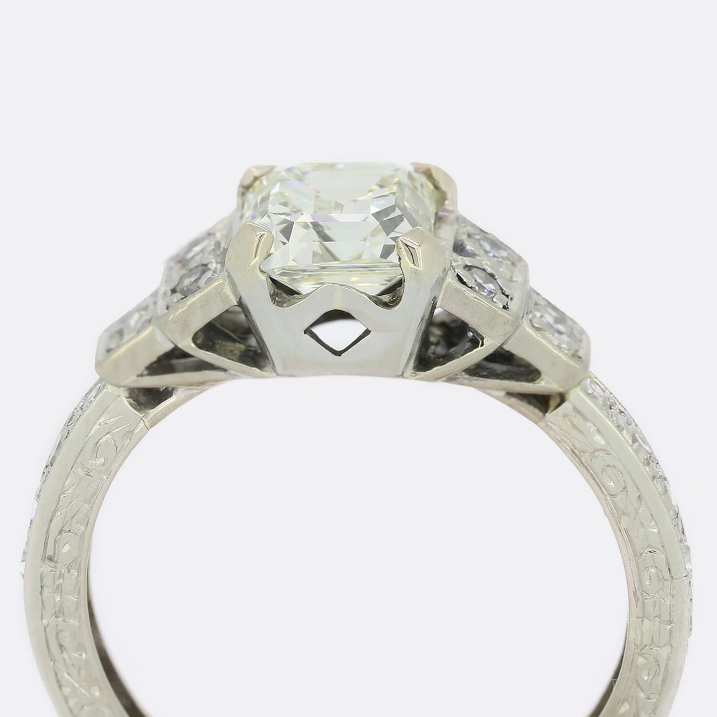 0.73 Carat Asscher Cut Diamond Engagement Ring
