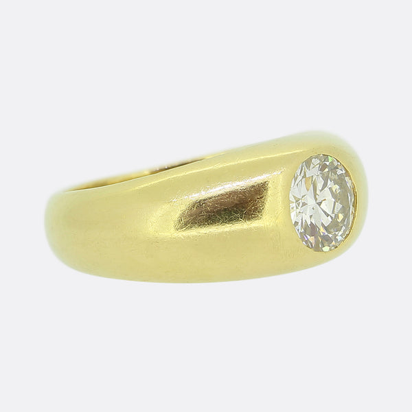 0.84 Carat Transitional Cut Diamond Gypsy Ring