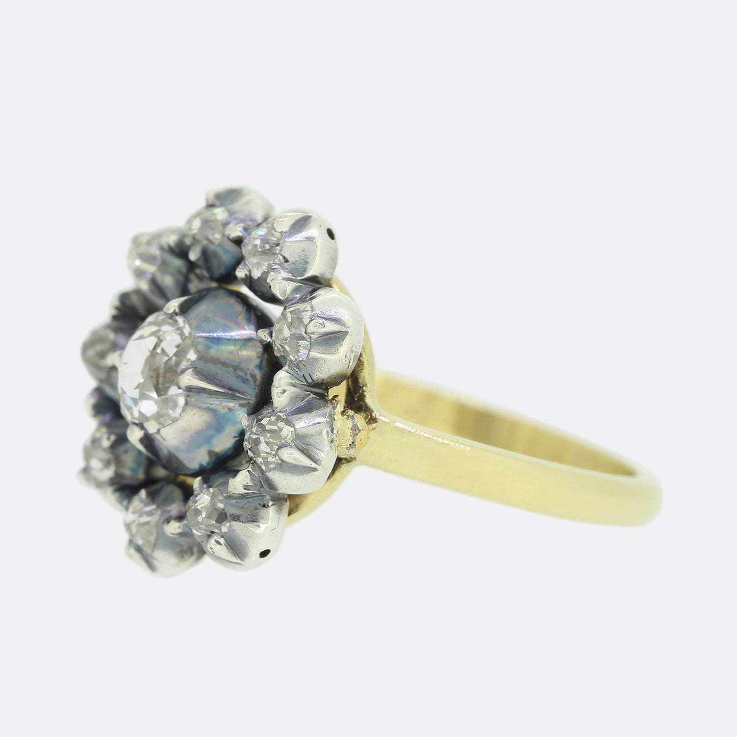 Victorian 0.85 Carat Old Cut Diamond Cluster Ring