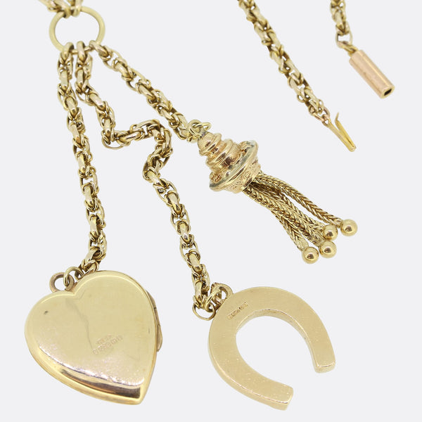 Vintage Horsehoe and Heart Charm Necklace