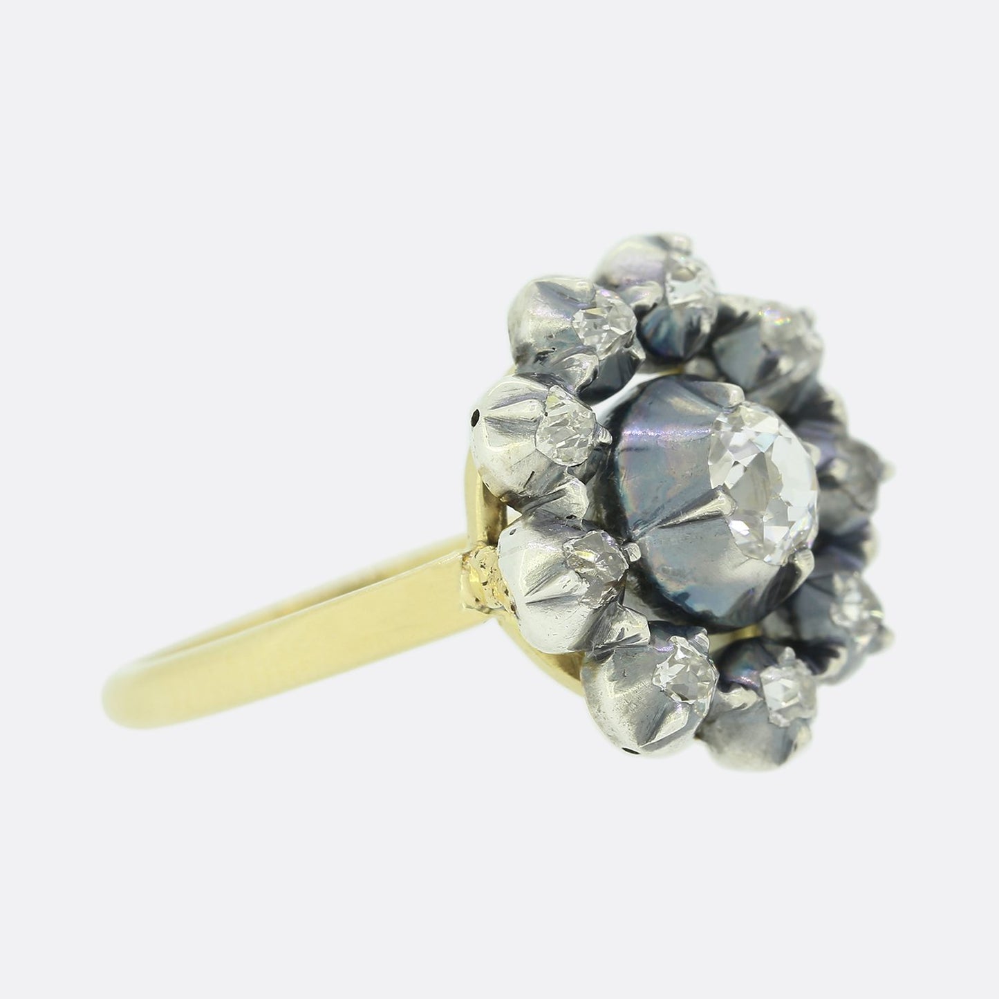 Victorian 0.85 Carat Old Cut Diamond Cluster Ring