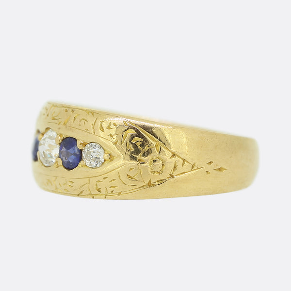 Victorian Sapphire and Diamond Five Stone Ring