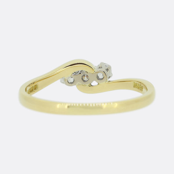 Vintage Three Stone 0.20 Carat Diamond Twist Ring