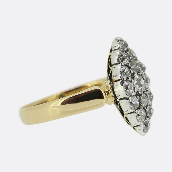 Edwardian 0.70 Carat Old Cut Diamond Navette Ring