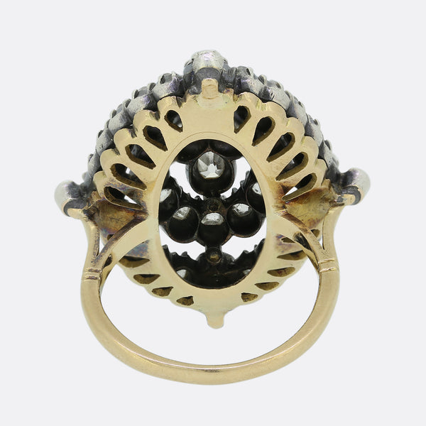 Victorian 2.30 Carat Old Cut Diamond Cluster Ring